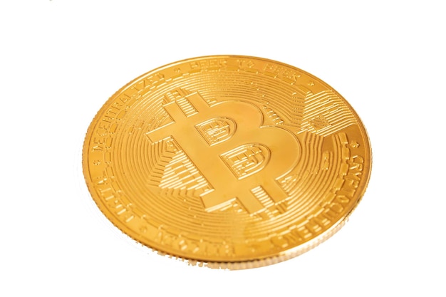 Bitcoin munt geïsoleerd op een witte achtergrond