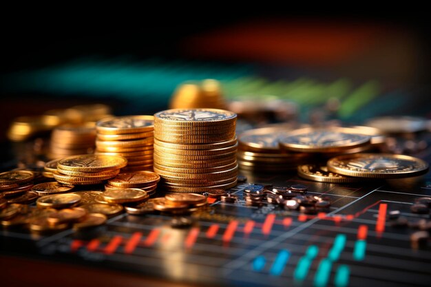Bitcoin-munten op de tafel met een wazige achtergrond