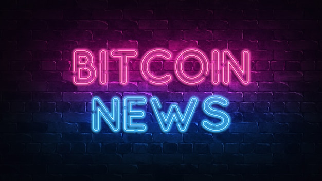Bitcoin news neon sign board for banner 