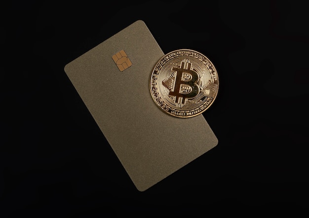 Bitcoin of BTC gouden munt met teken van cryptocurrency.