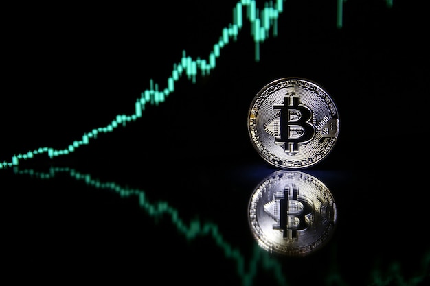 Bitcoin op de achtergrond van bullish aandelengrafiek