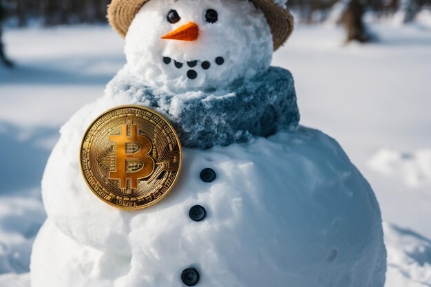 Bitcoin op de sneeuwman.