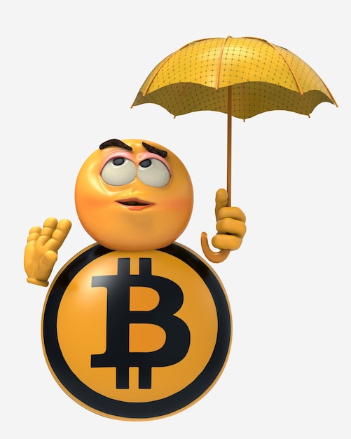 Foto bitcoin-paraplu. 3d illustratie