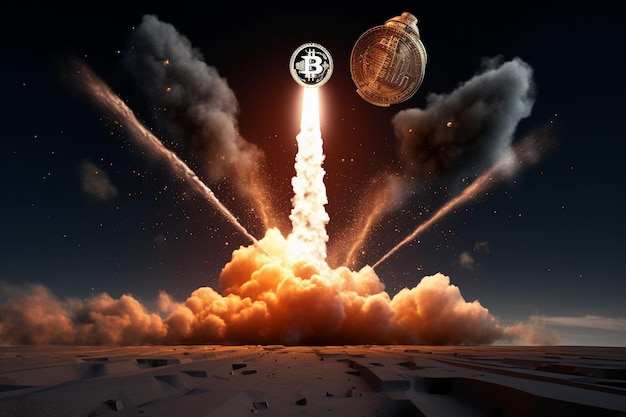Bitcoin-raket die naar de maan pompt en lanceert
