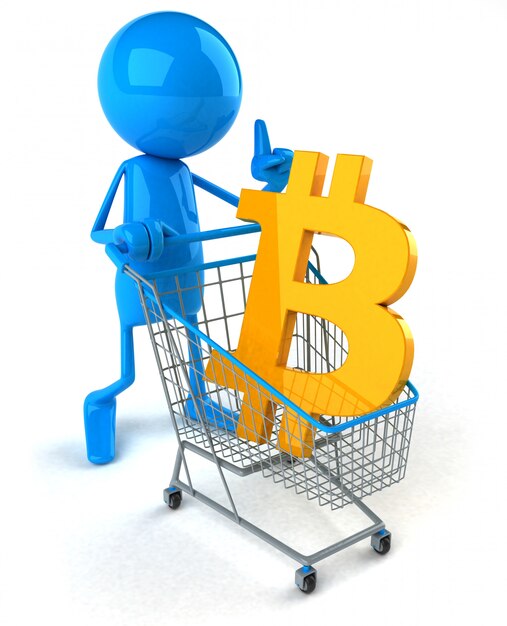 Bitcoin shopping - 3D Illustration