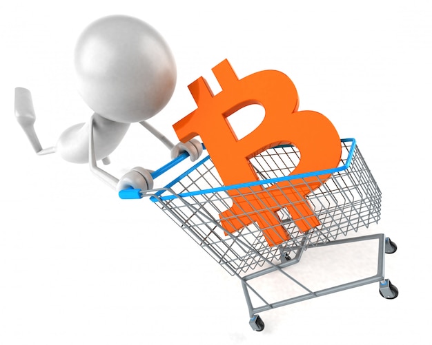 Bitcoin shopping - 3D Illustration