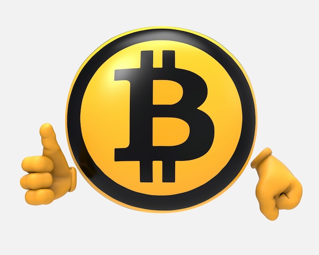 Bitcoin-smiley. 3d illustratie