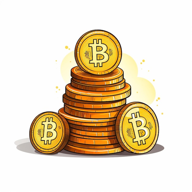 Photo bitcoin stack of btc coins