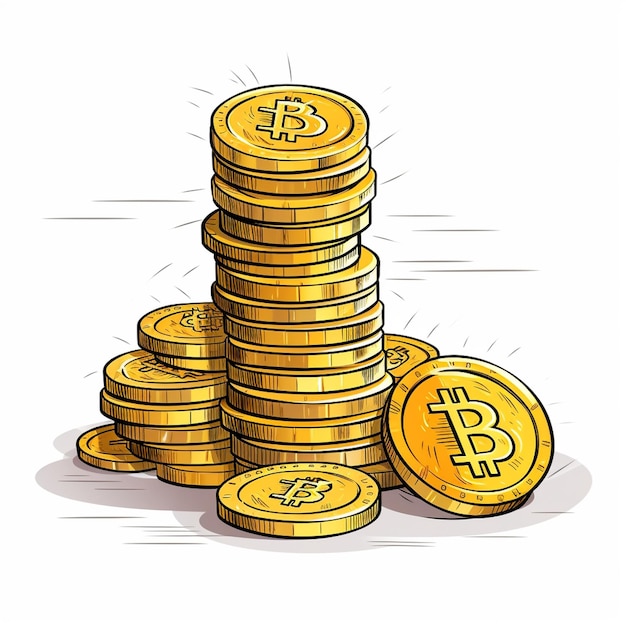 Bitcoin stapel van BTC munten