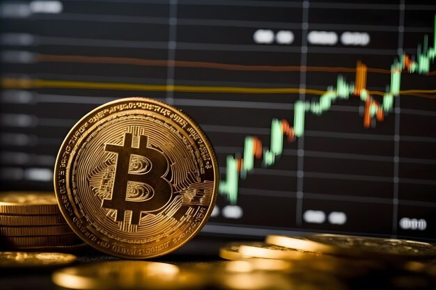 Bitcoin Stock Growth Chart toont een sterke stijging van de prijs van bitcoin Neuraal netwerk AI gegenereerd