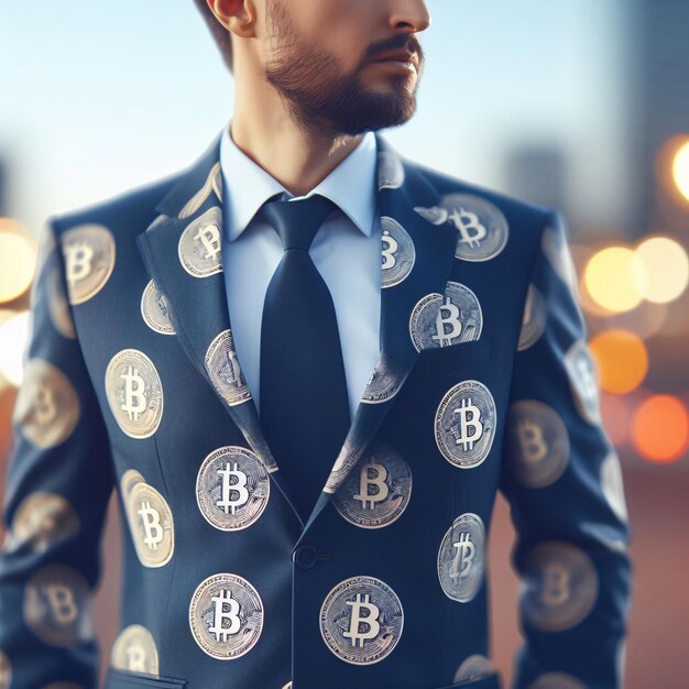 Foto illustrazione della tuta di bitcoin