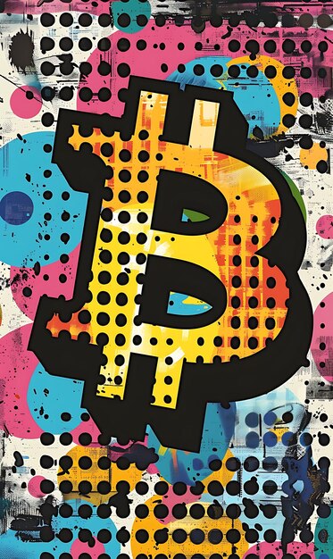 비트코인 (Bitcoin) 은 폴카 도트 텍스처에 있는 팝 아트 (Pop Art) 의 상징이며, 비트코인은 비트코인의 일러스트레이션 (Vib Illustration) 이다.