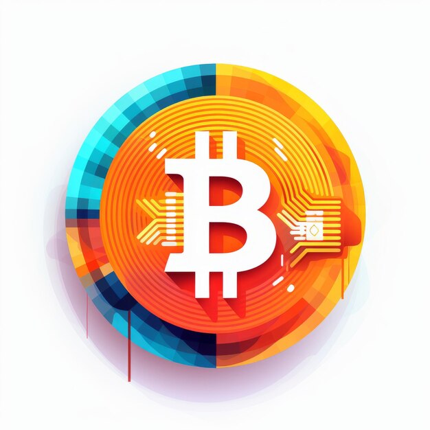 Bitcoin Symbol Colored Design Concept On White Background