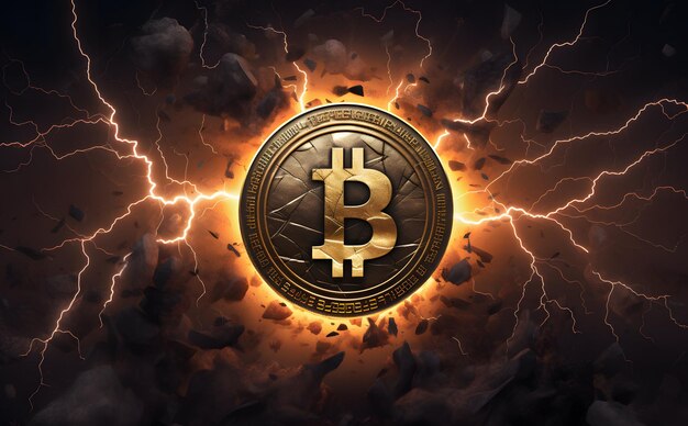 bitcoin symbol on dark background