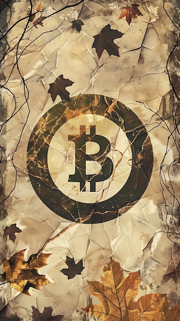 Photo bitcoin symbol depicted as a nature scene on a textured can illustration cryptocurrency backgroundv