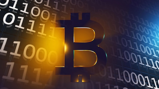 Photo bitcoin symbol a digital currency 3d render illustration background