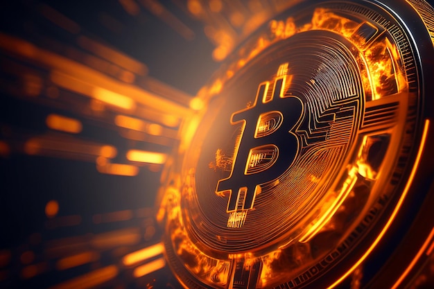 Foto simbolo bitcoin denaro digitale blockchain tecnologia di criptovaluta ai generativa