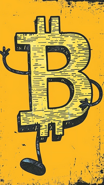 Photo bitcoin symbol integrated into a satirical and humorous ill illustration cryptocurrency backgroundu