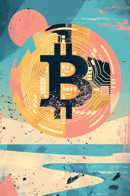 Photo bitcoin symbol integrated into a whimsical illustration wit illustration cryptocurrency backgroundh