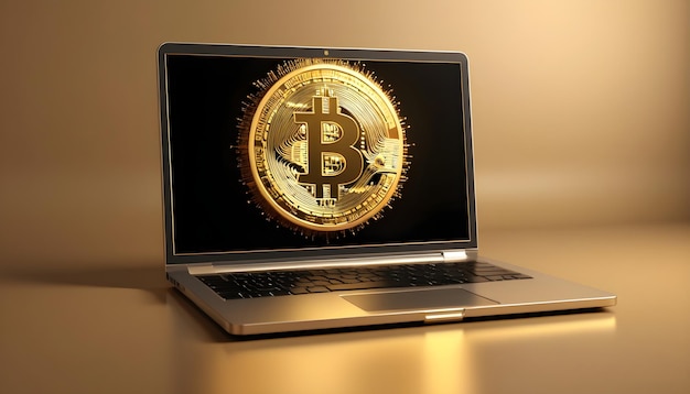 Bitcoin Symbol in Laptop Screen