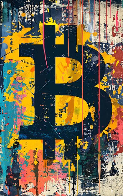 Photo bitcoin symbol in a provocative art style on a textured can illustration cryptocurrency backgroundv