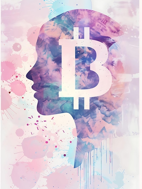 Bitcoin Symbol Represented as an Elegant and Ethereal Femal Illustration cryptocurrency Backgrounde