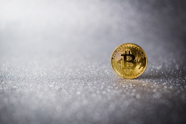  bitcoin symbol on silver texture background