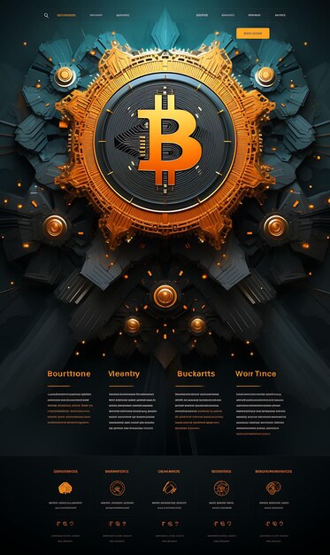 Bitcoin-uitwisselingsplatform met geometrische patronen en Bitcoi-illustratie Creatieve achtergrondidee