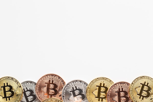 Photo bitcoin in various colors frame