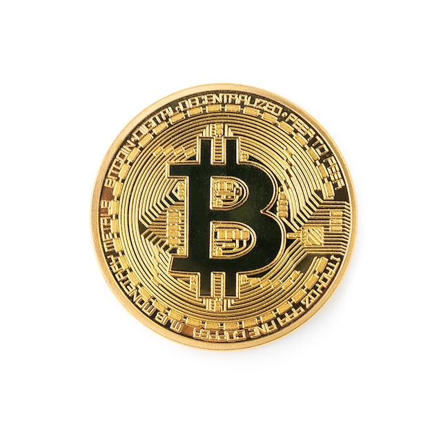 Bitcoin virtuele Cryptocurrency geïsoleerd op een witte achtergrond, bitcoin Hype concept afbeelding. ideaal voor lay-outs van websites en tijdschriften