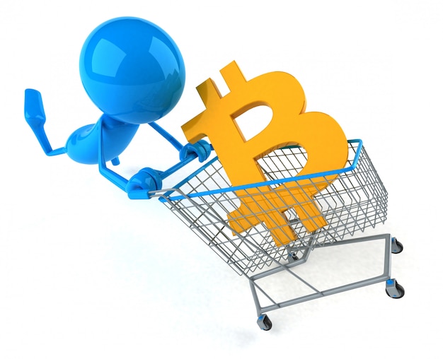 Bitcoin winkelen - 3D illustratie