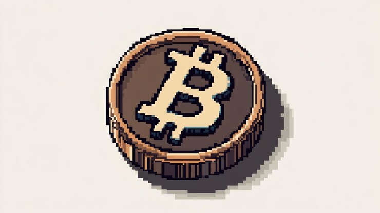 Photo bitcoin with bit coin logo