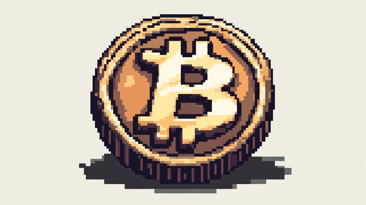 Photo bitcoin with bit coin logo