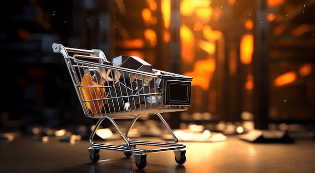 bitcoins_in_a_shopping_cart_on_a_dark_background