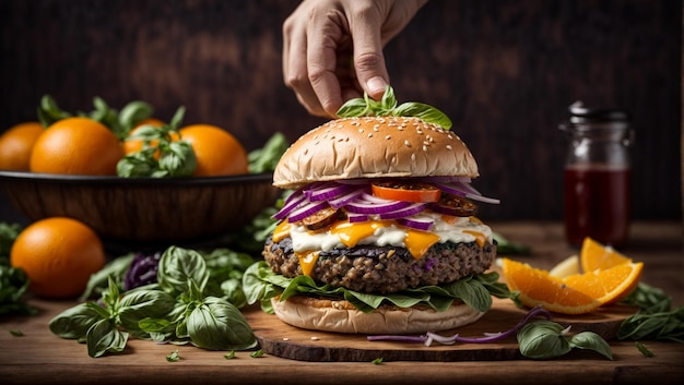 Foto bite into flavor pimento cheese burger perfection aienhanced stock photos per l'eccellenza culinaria