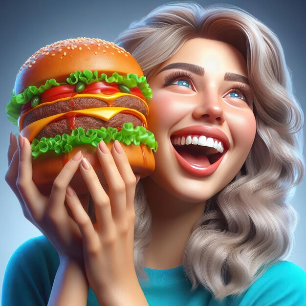 Photo bite into perfection 3d model grasping gourmet burger