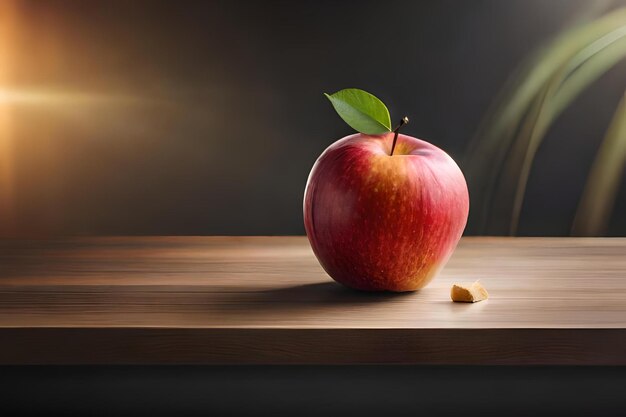 A bitten apple is placed on the table