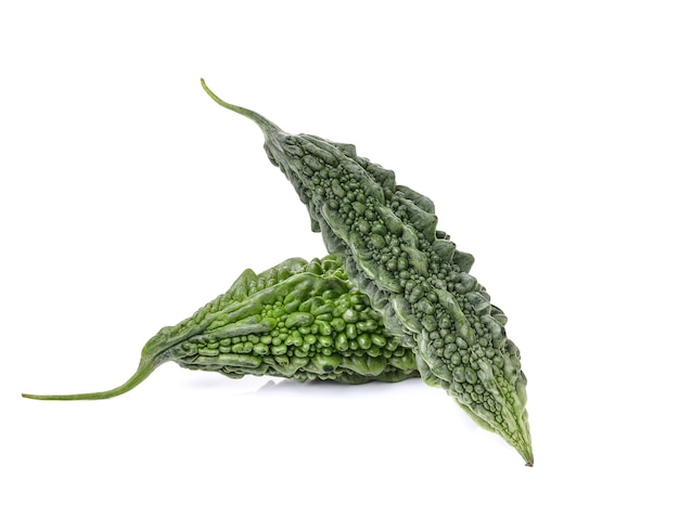 Bitter melon, Bitter gourd fruits on white