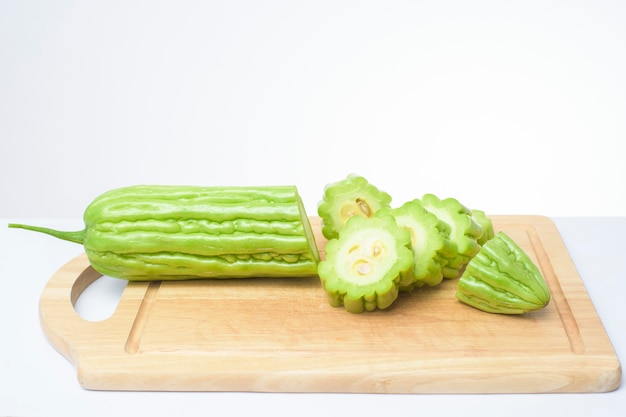 Bitter melon on white background