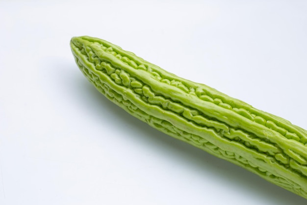 Bitter melon on white ground.