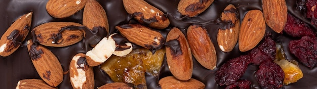 Bittere natuurchocolade met geroosterde hazelnoten en veenbessen