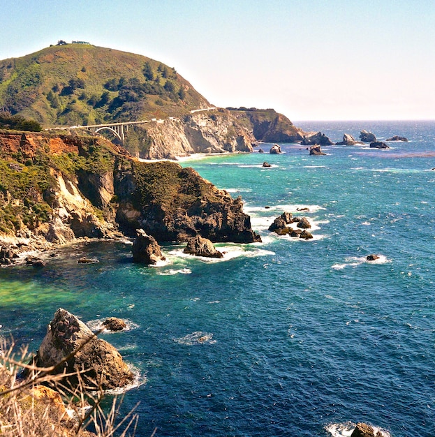 bixby creek bridge by cliffs