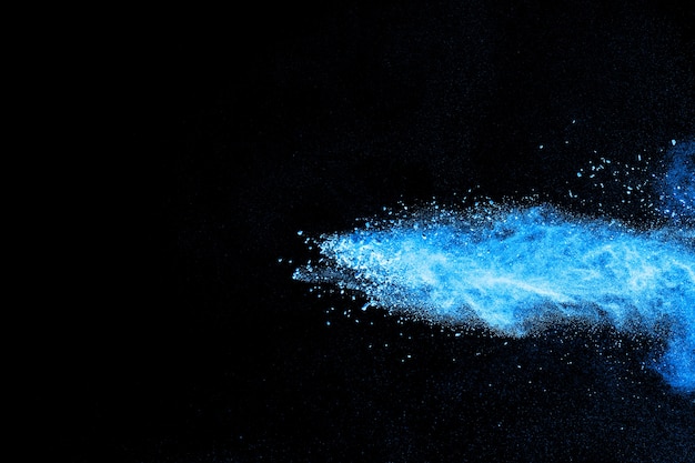 Bizarre forms of blue dust particles splash.