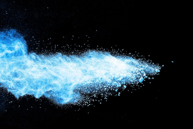 Bizarre forms of blue dust particles splash.