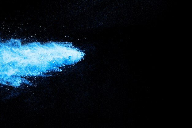 Bizarre forms of blue dust particles splash.