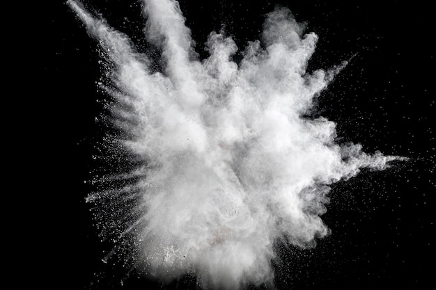 Bizarre forms of of white powder explosion cloud