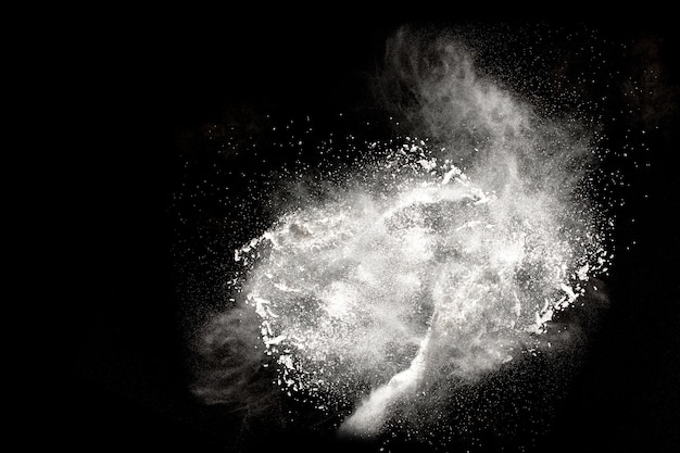 Photo bizarre forms of  white powder explosion