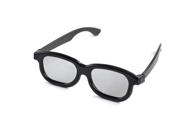 Black 3d glasses isolated on white.