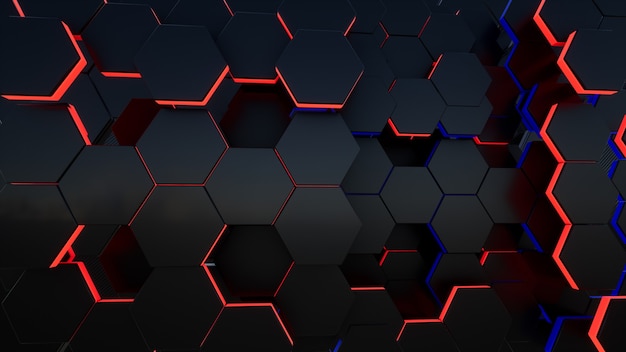 Black 3d hexagon background