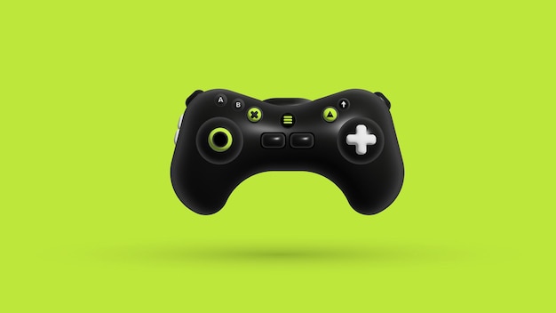 Black 3d joystick on green background
